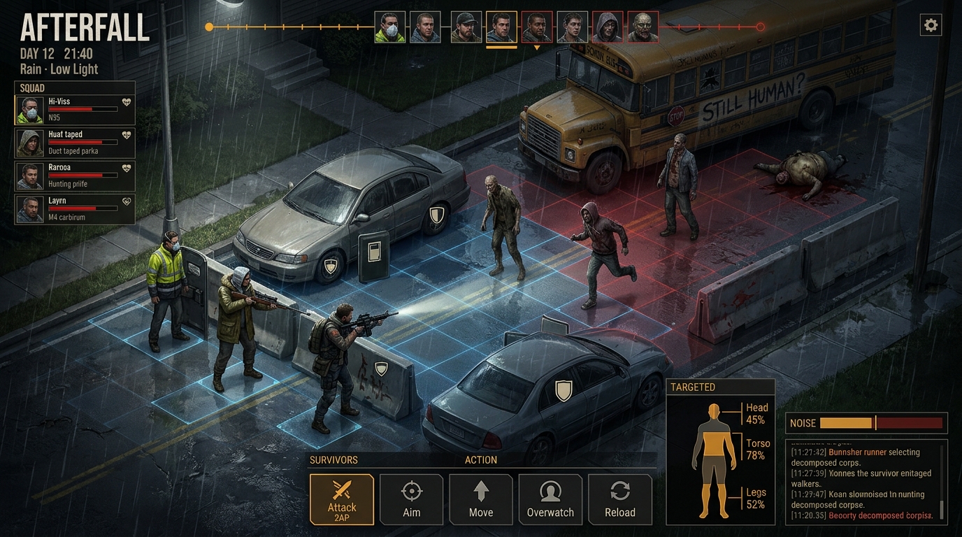 Isometric tactical firefight inside a darkened storefront using shelves and pillars for cover